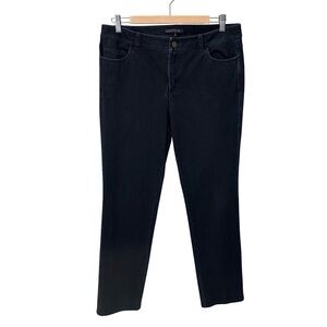 LAFAYETTE 148 New York Dark Denim Straight Leg Jeans High Waist Stretch